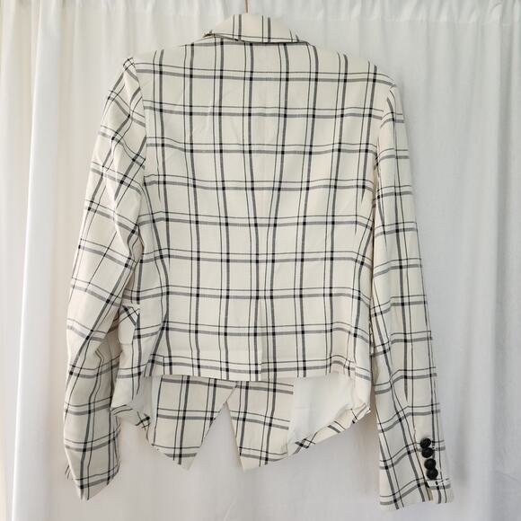 Choosy Blazer Jacket NWT 4 Ivory Cream Plaid Bossgirl Preppy Career Mobwives - Picture 11 of 11